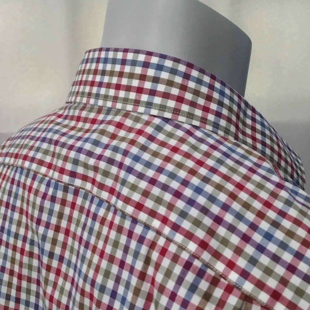 J. Crew mens purple, blue, green and brown plaid shirt. Large. 16 - 16.5 neck
